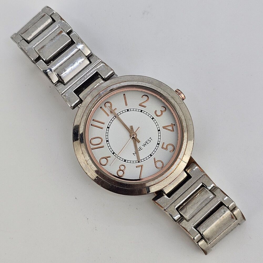 Nine West 36MM Two Tone Quartz Analog Ladies Watch 6.25" New Battery